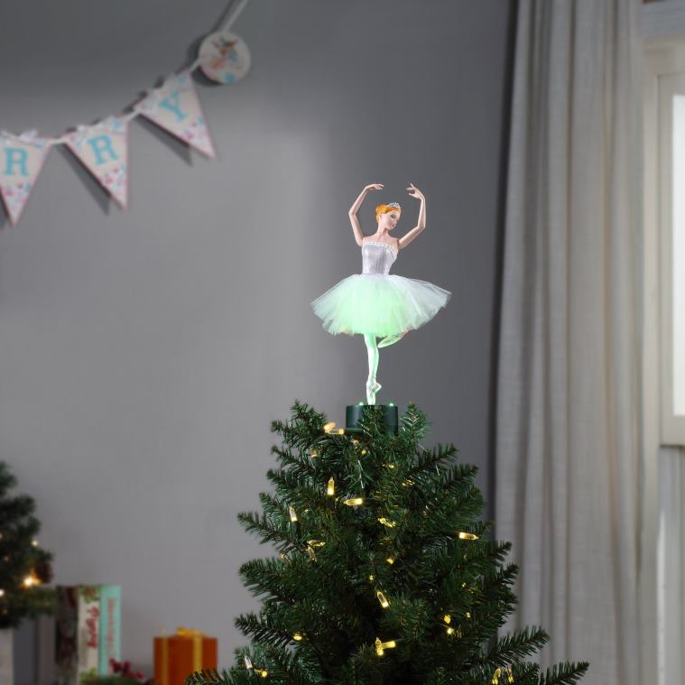 Mr. Christmas Decoration 12.5 Animated Fiber-Optic Ballerina Tree Topper 0J026186