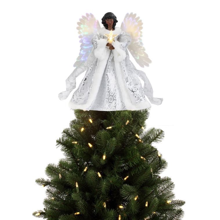Mr. Christmas Decoration 12 Fiber Optic Animated Tree Topper-Black Angel 0J026184