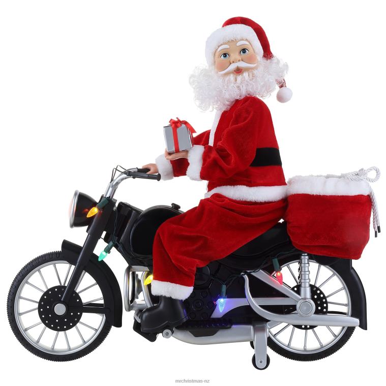 Mr. Christmas Decoration 20 Animated Motorcycling Santa-White 0J026210
