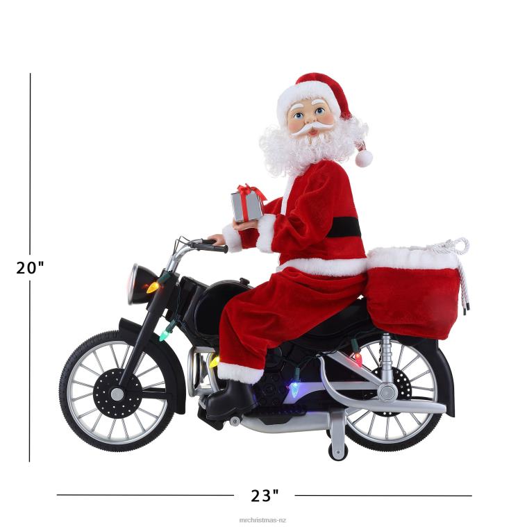 Mr. Christmas Decoration 20 Animated Motorcycling Santa-White 0J026210