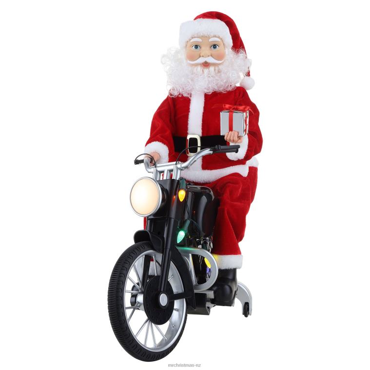 Mr. Christmas Decoration 20 Animated Motorcycling Santa-White 0J026210