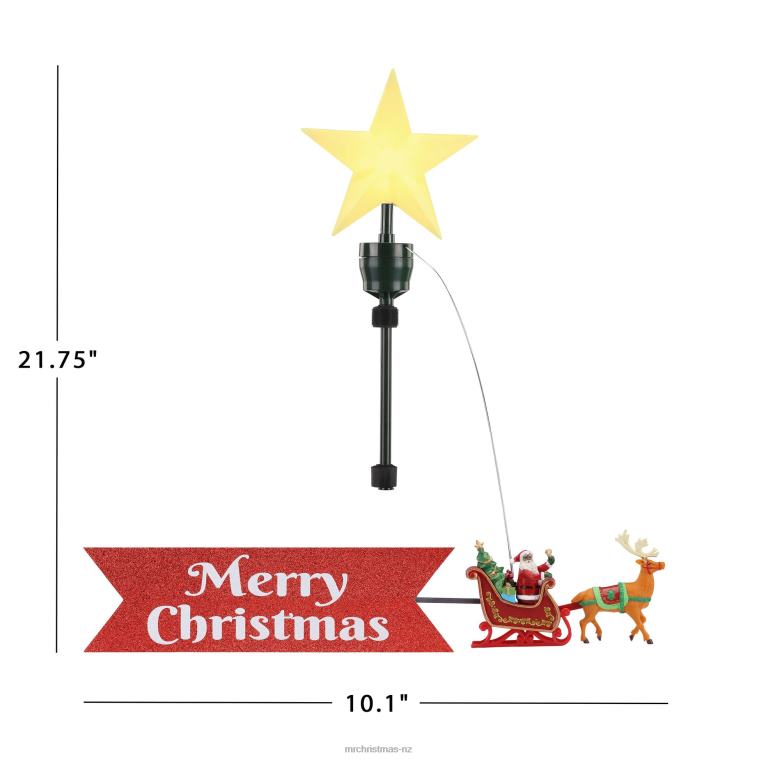 Mr. Christmas Decoration Animated Sleigh Tree Topper with Banner-Black Santa 0J026187
