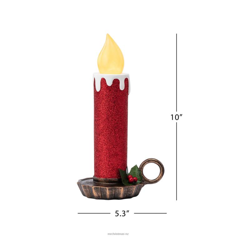 Mr. Christmas Decoration 10 Set of 2 Flickering LED Resin Glittery Candles-Red 0J026221
