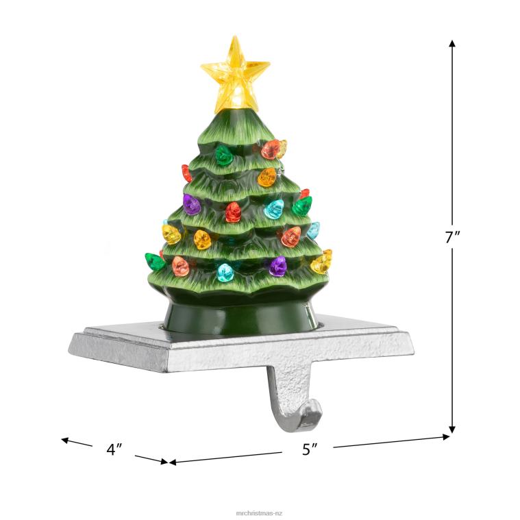 Mr. Christmas Decoration 5 Illuminated Ceramic Stocking Hanger-Green Tree 0J026215