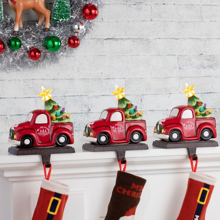 Mr. Christmas Decoration 5 Illuminated Ceramic Stocking Hanger-Red Truck 0J026216