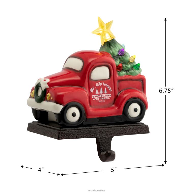 Mr. Christmas Decoration 5 Illuminated Ceramic Stocking Hanger-Red Truck 0J026216