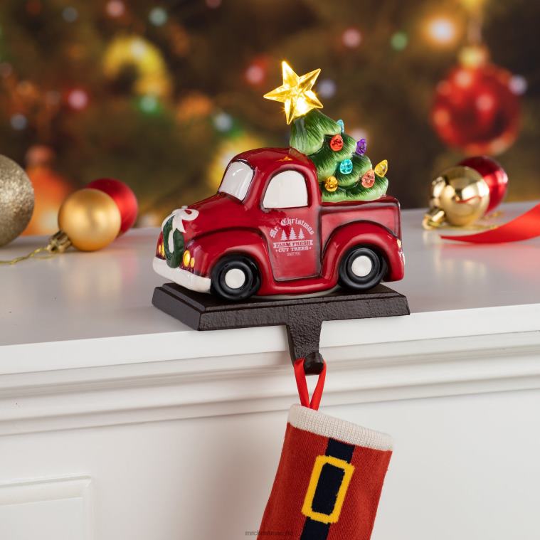 Mr. Christmas Decoration 5 Illuminated Ceramic Stocking Hanger-Red Truck 0J026216
