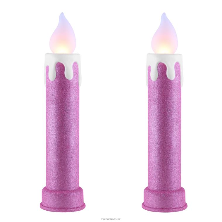 Mr. Christmas Decoration 24 Glitter Blow Mold Candle-Set of 2 Pink 0J026257