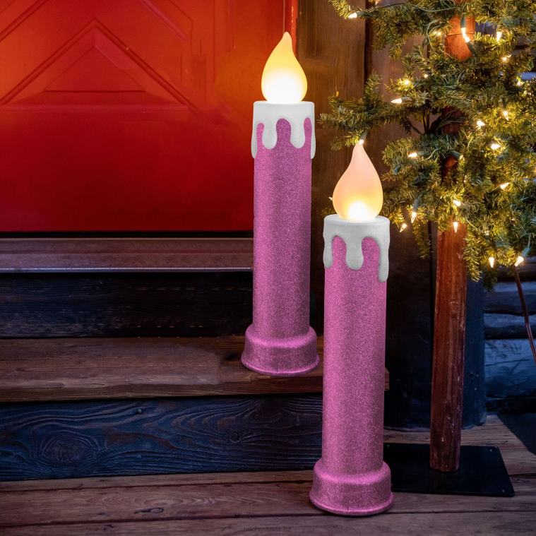 Mr. Christmas Decoration 24 Glitter Blow Mold Candle-Set of 2 Pink 0J026257