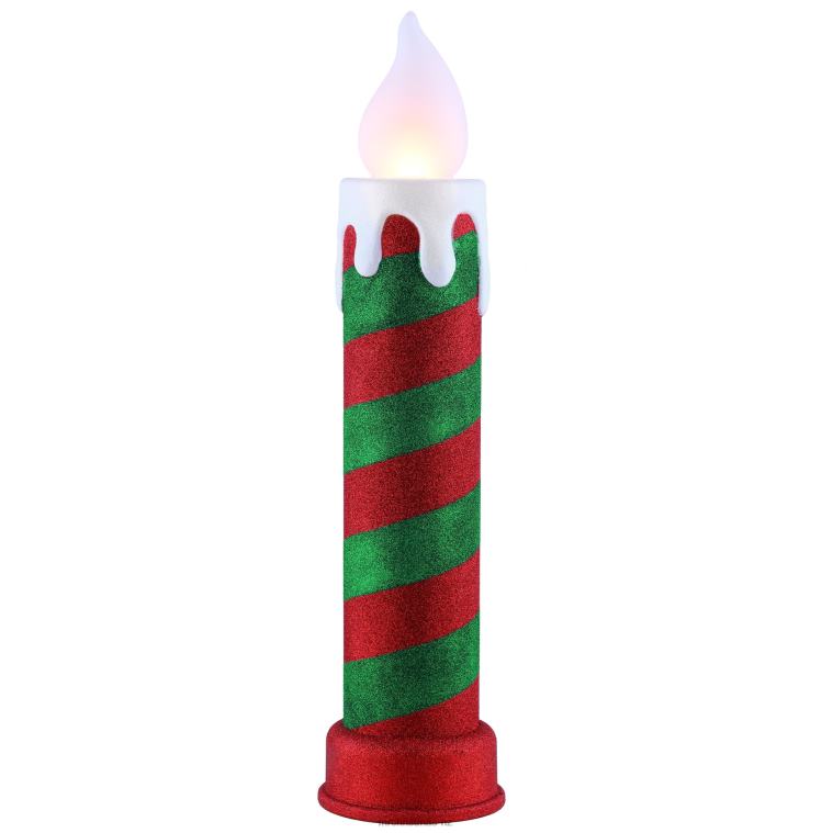 Mr. Christmas Decoration 24 Glittery Blow Mold Candle-Red & Green 0J026252