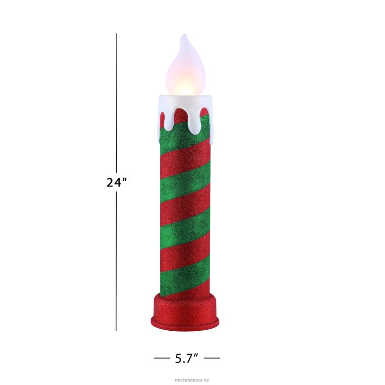 Mr. Christmas Decoration 24 Glittery Blow Mold Candle-Red & Green 0J026252