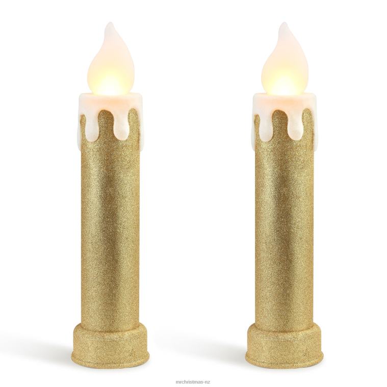 Mr. Christmas Decoration 24 Set of 2 Blow Mold Candles-Gold 0J026255