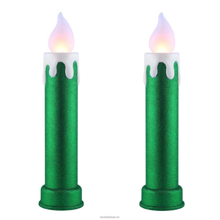 Mr. Christmas Decoration 24 Set of 2 Blow Mold Candles-Green 0J026259