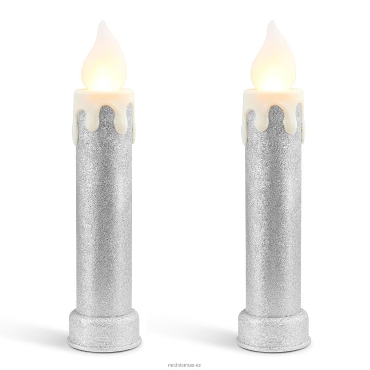 Mr. Christmas Decoration 24 Set of 2 Blow Mold Candles-Silver 0J026256