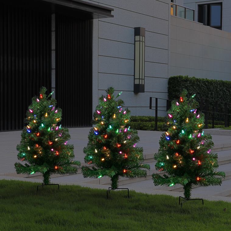 Mr. Christmas Decoration Alexa Enabled Pathway Christmas Trees-RGB Bulbs 0J026262