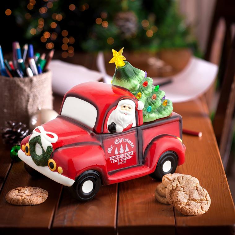 Mr. Christmas Decoration 10.5 Nostalgic Ceramic Lit Truck Cookie Jar 0J026101