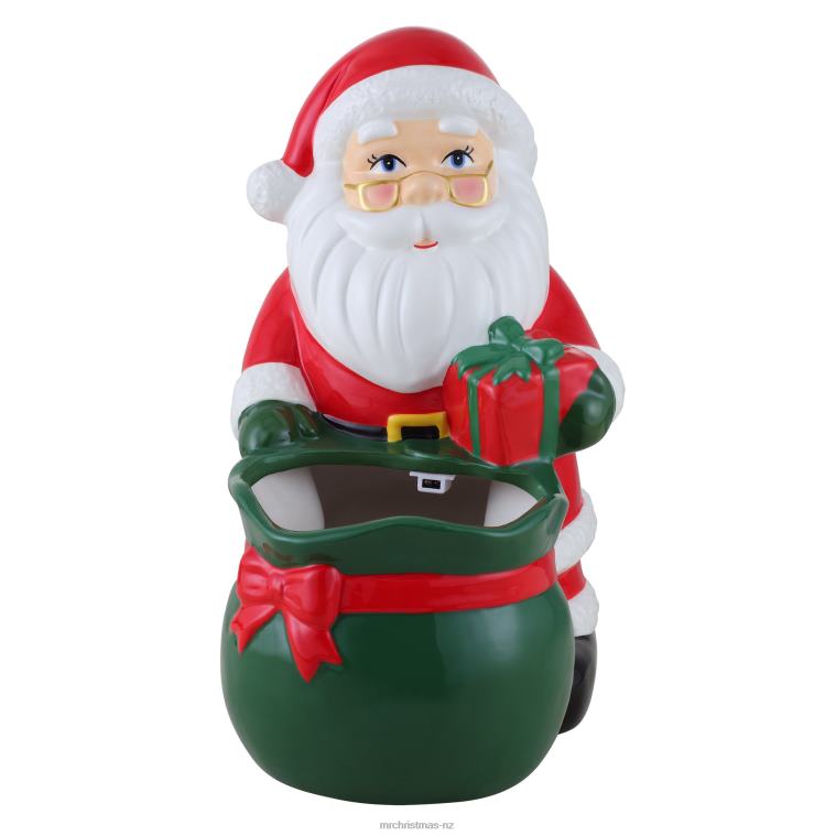 Mr. Christmas Decoration 12 Ceramic Musical Santa Bag Candy Bowl 0J026105