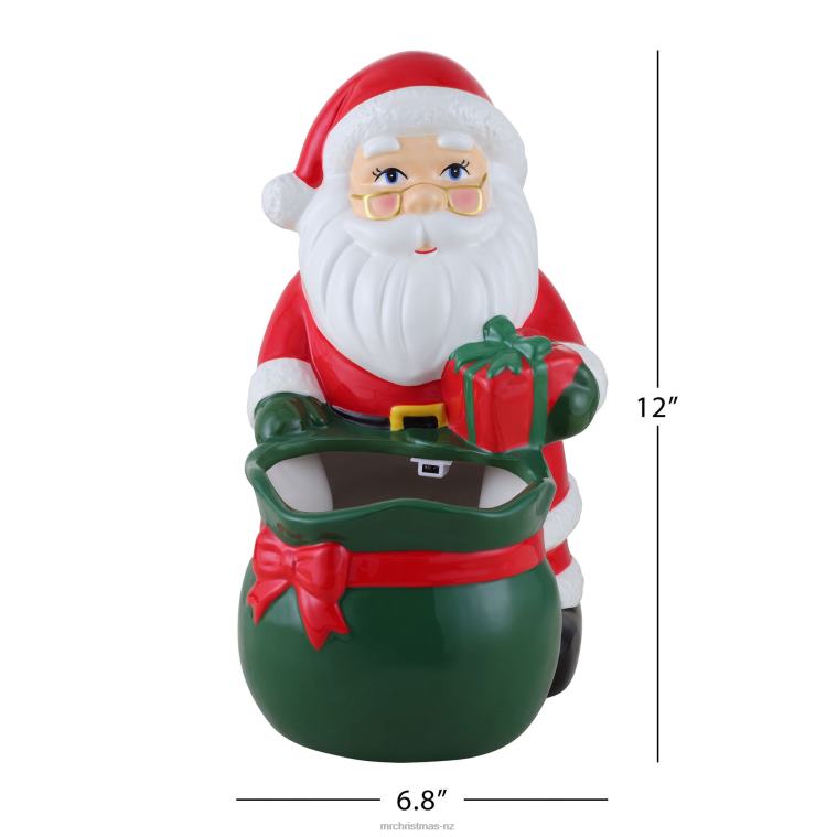 Mr. Christmas Decoration 12 Ceramic Musical Santa Bag Candy Bowl 0J026105