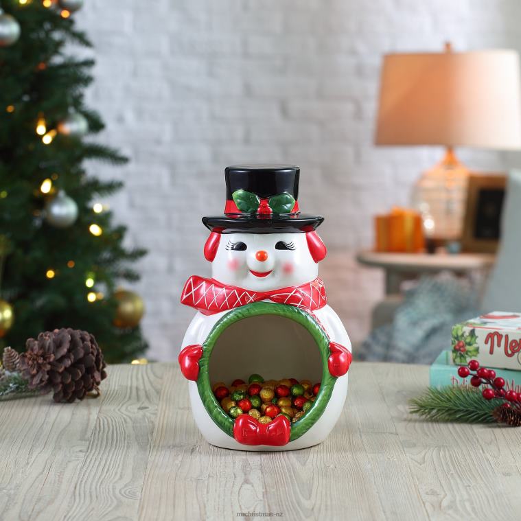 Mr. Christmas Decoration 12 Ceramic Musical Snowman Candy Bowl 0J026104
