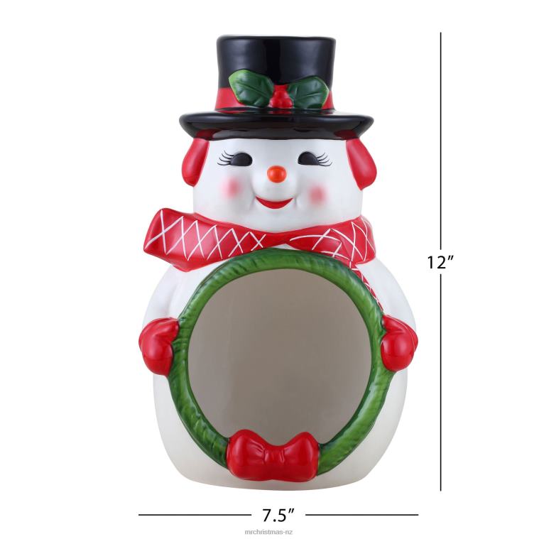 Mr. Christmas Decoration 12 Ceramic Musical Snowman Candy Bowl 0J026104