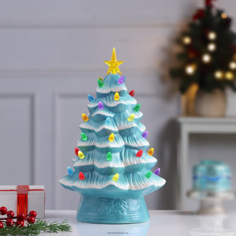 Mr. Christmas Decoration 12 Nostalgic Ceramic Tree-Light Blue 0J026115