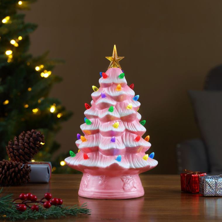 Mr. Christmas Decoration 12 Nostalgic Ceramic Tree-Pink 0J026113