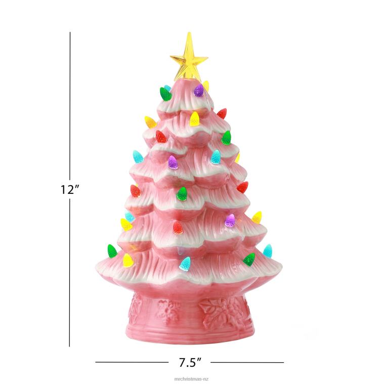 Mr. Christmas Decoration 12 Nostalgic Ceramic Tree-Pink 0J026113