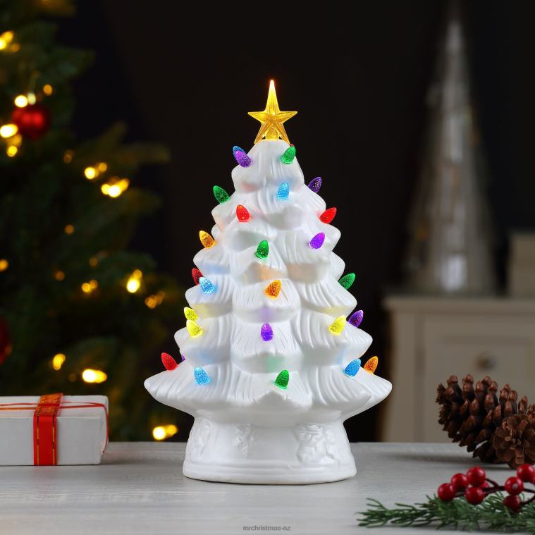 Mr. Christmas Decoration 12 Nostalgic Ceramic Tree-White 0J026112
