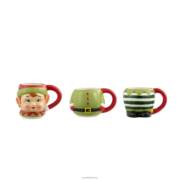 Mr. Christmas Decoration 12oz Set of 3 Ceramic Stacking Mugs-Elf 0J02678