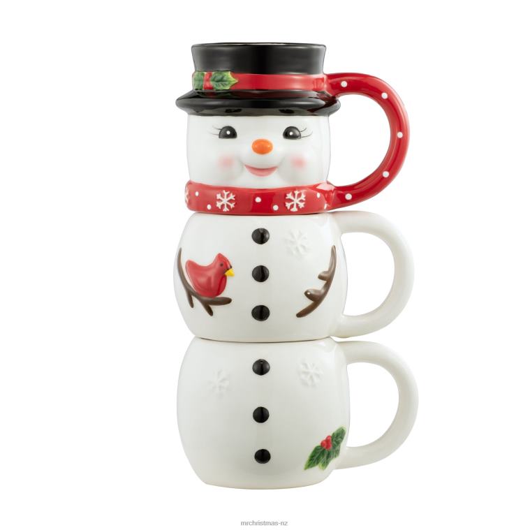 Mr. Christmas Decoration 12oz Set of 3 Ceramic Stacking Mugs-Snowman 0J02680