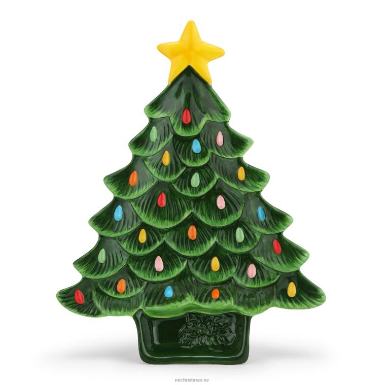 Mr. Christmas Decoration 14.25'' Nostalgic Ceramic Tree Dip Platter-Green 0J02698