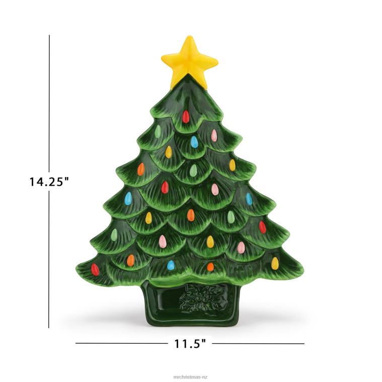 Mr. Christmas Decoration 14.25'' Nostalgic Ceramic Tree Dip Platter-Green 0J02698