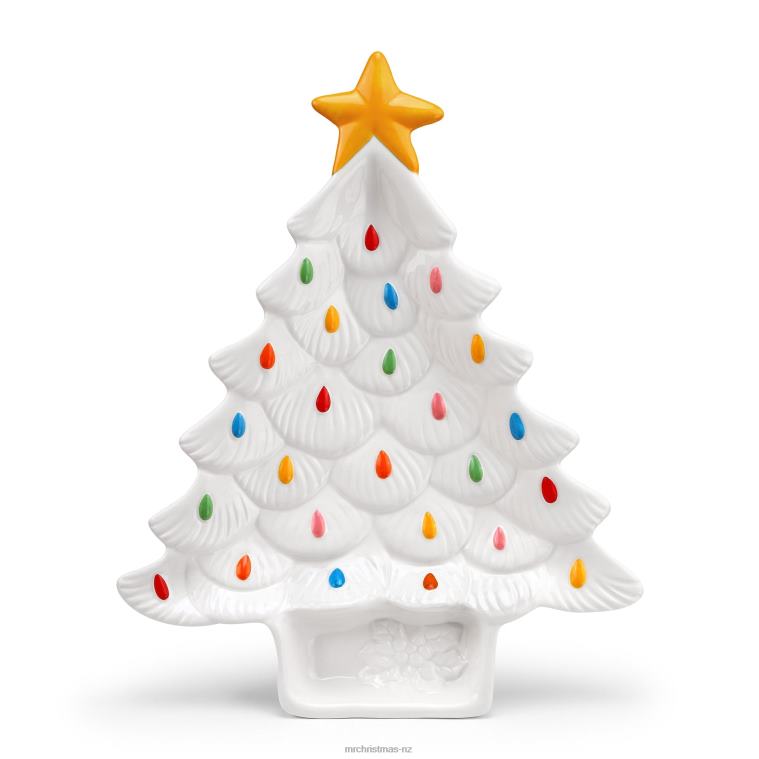 Mr. Christmas Decoration 14.25'' Nostalgic Ceramic Tree Dip Platter-White 0J02699