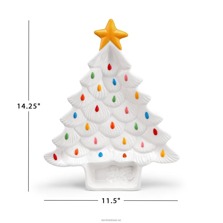 Mr. Christmas Decoration 14.25'' Nostalgic Ceramic Tree Dip Platter-White 0J02699