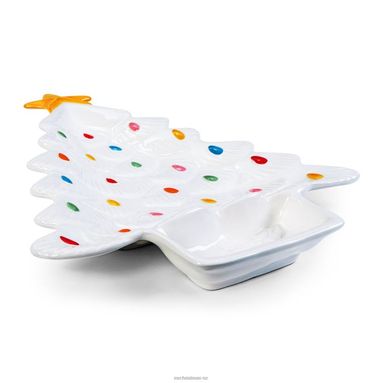 Mr. Christmas Decoration 14.25'' Nostalgic Ceramic Tree Dip Platter-White 0J02699