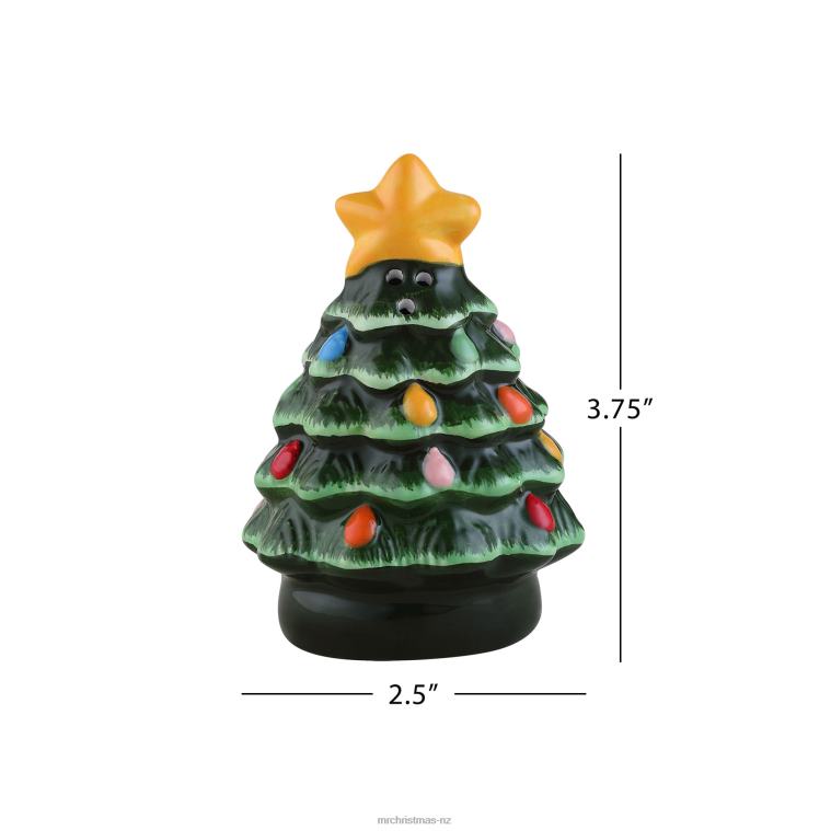 Mr. Christmas Decoration 3.75 Nostalgic Ceramic Tree Salt & Pepper Shakers-Green 0J02691