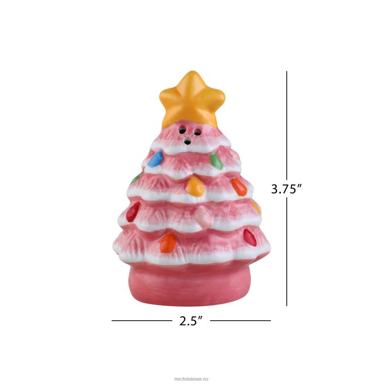 Mr. Christmas Decoration 3.75 Nostalgic Ceramic Tree Salt & Pepper Shakers-Pink 0J02692