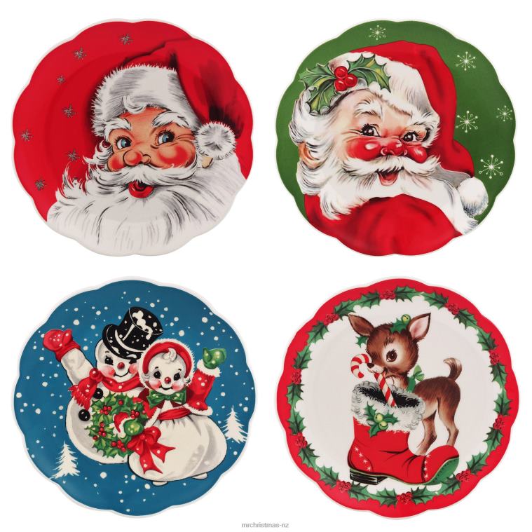 Mr. Christmas Decoration 8.5 Set of 4 Nostalgic Ceramic Plates 0J026108