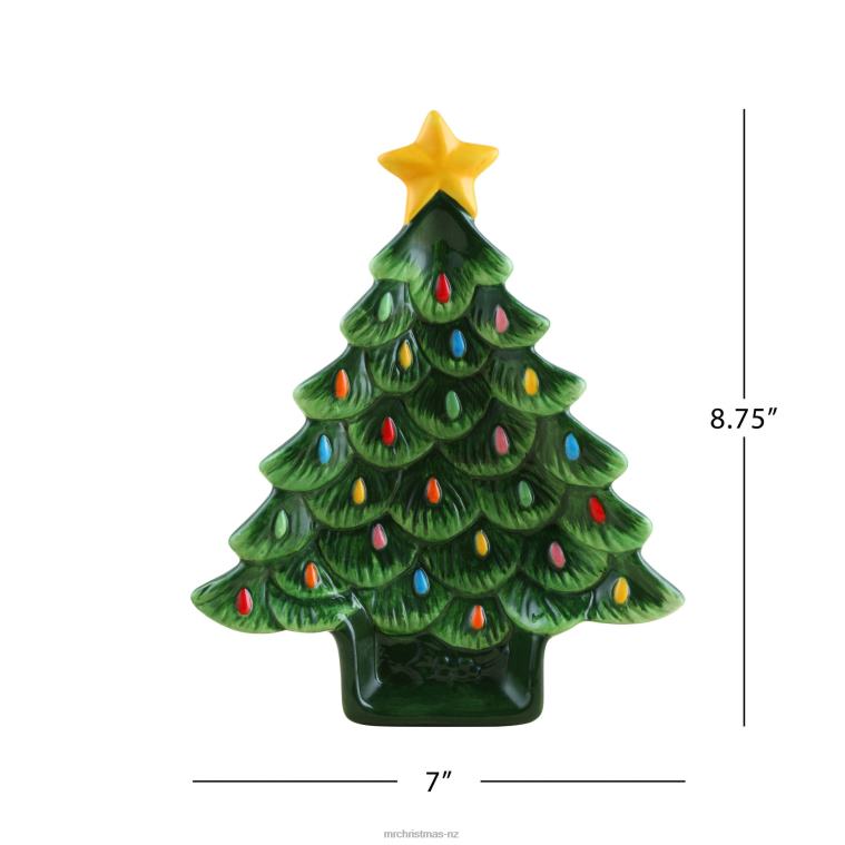 Mr. Christmas Decoration 8.75 Set of 4 Ceramic Nostalgic Tree Plates 0J02696