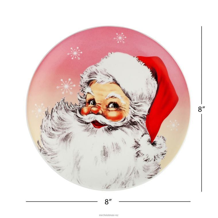 Mr. Christmas Decoration 8 Set of 4 Ceramic Pastel Plates 0J026109