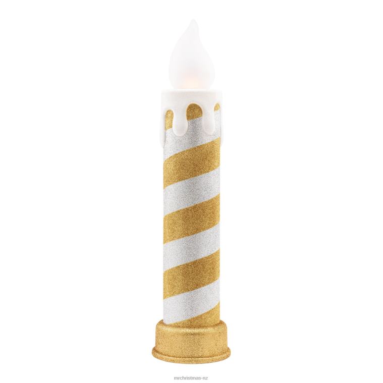 Mr. Christmas Decoration 90th Anniversary Collection-24 LED Blow Mold Candle, Gold & Silver 0J02610