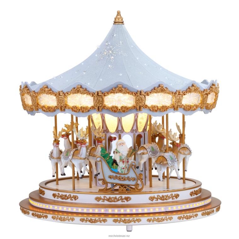 Mr. Christmas Decoration 90th Anniversary Collection-Animated & Musical Crystal Carousel, Ice Blue 0J02616