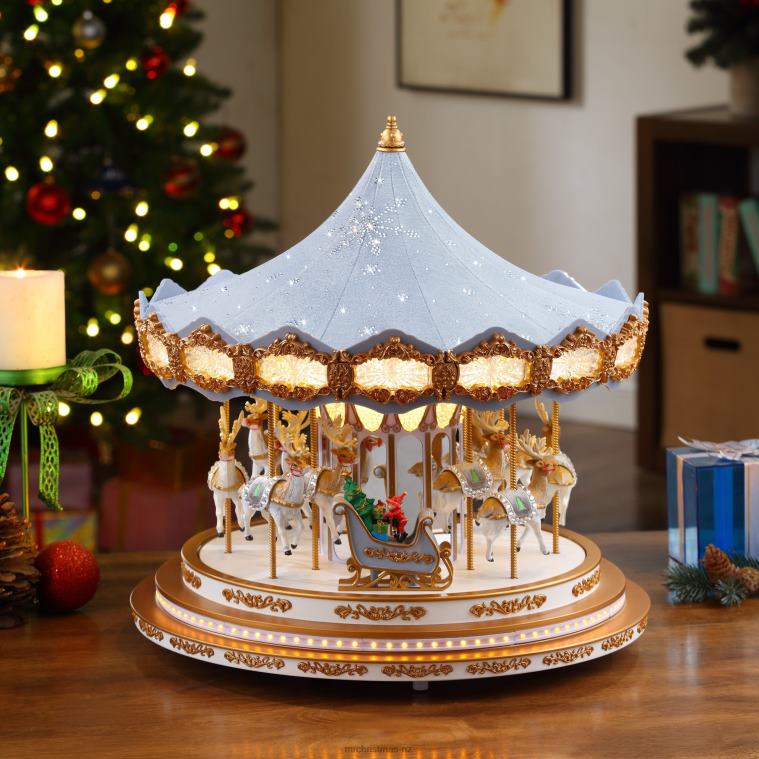 Mr. Christmas Decoration 90th Anniversary Collection-Animated & Musical Crystal Carousel, Ice Blue 0J02616