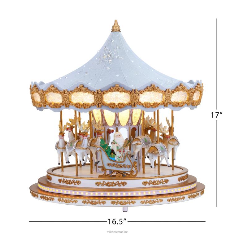 Mr. Christmas Decoration 90th Anniversary Collection-Animated & Musical Crystal Carousel, Ice Blue 0J02616