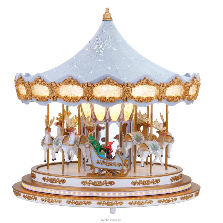 Mr. Christmas Decoration 90th Anniversary Collection-Animated & Musical Crystal Carousel, Ice Blue 0J02616
