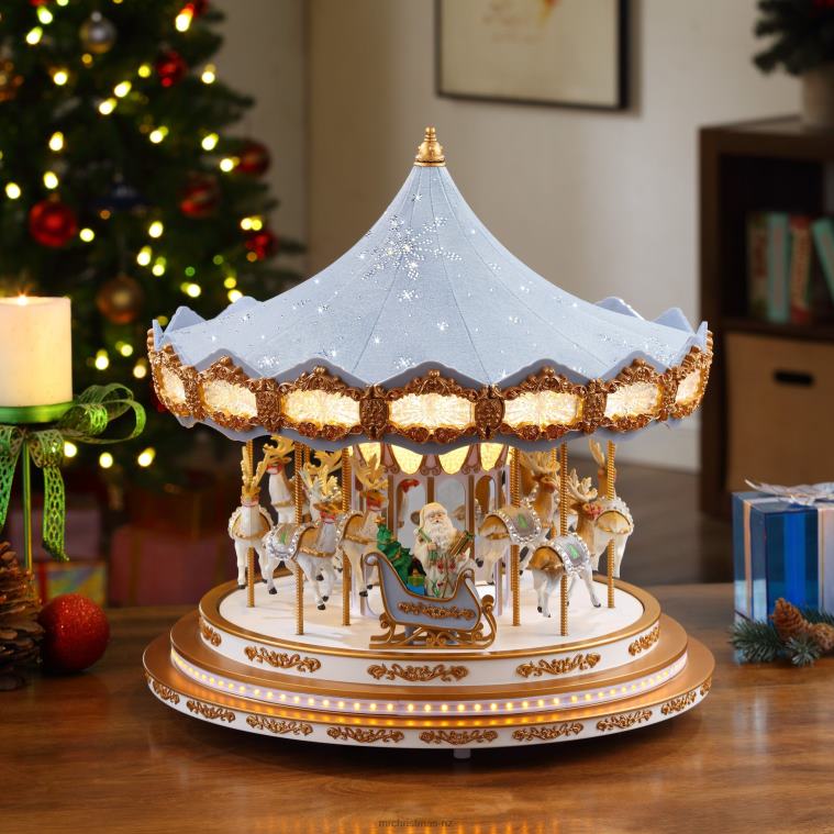 Mr. Christmas Decoration 90th Anniversary Collection-Animated & Musical Crystal Carousel, Ice Blue 0J02616