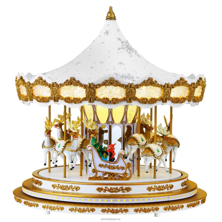 Mr. Christmas Decoration 90th Anniversary Collection-Animated & Musical Crystal Carousel, White 0J02617