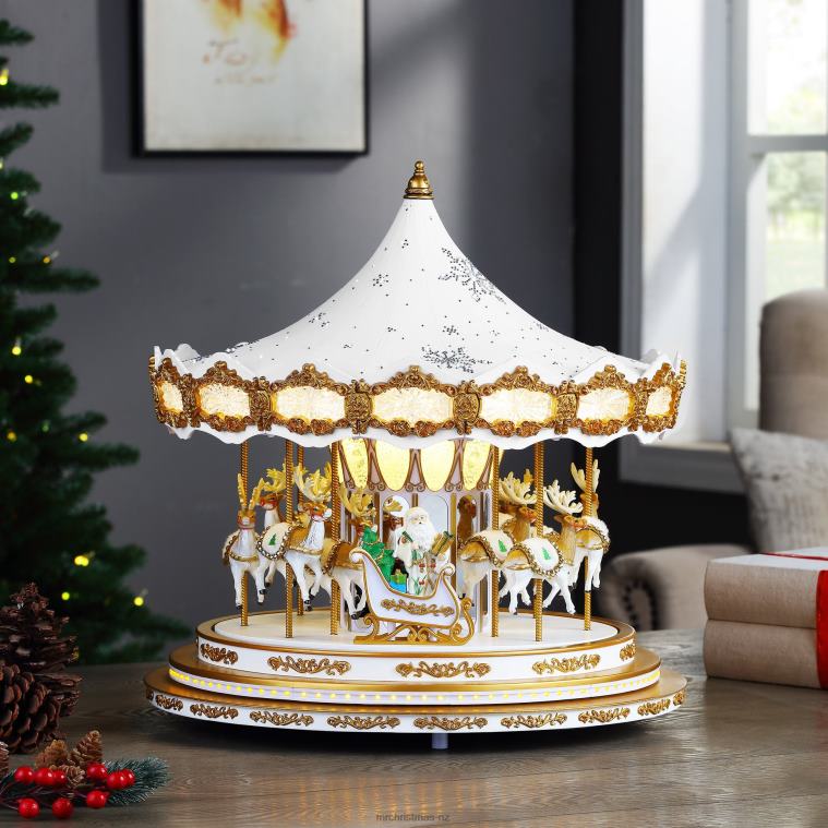 Mr. Christmas Decoration 90th Anniversary Collection-Animated & Musical Crystal Carousel, White 0J02617