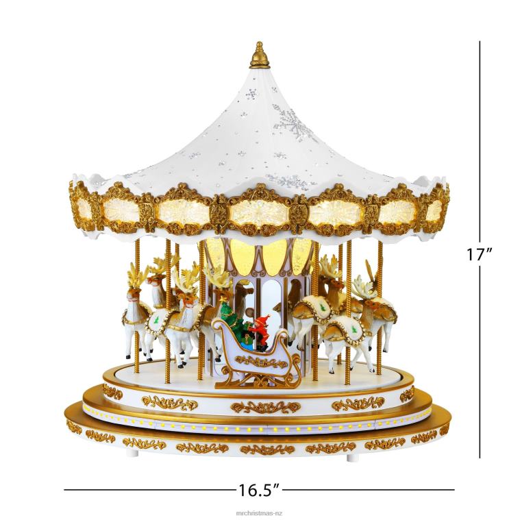Mr. Christmas Decoration 90th Anniversary Collection-Animated & Musical Crystal Carousel, White 0J02617
