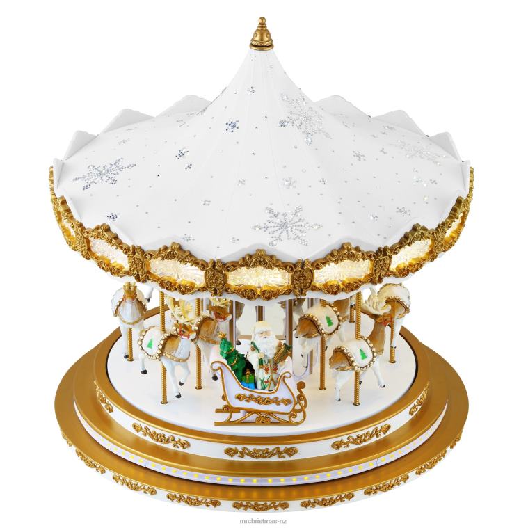 Mr. Christmas Decoration 90th Anniversary Collection-Animated & Musical Crystal Carousel, White 0J02617